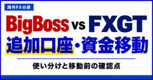 BigBossとFXGTの追加口座・資金移動比較｜使い分けとボーナスの扱い