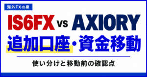 IS6FXとAXIORYの追加口座・資金移動比較｜使い分けとボーナスの扱い