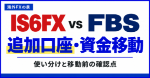 IS6FXとFBSの追加口座・資金移動比較｜使い分けとボーナスの扱い