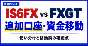 IS6FXとFXGTの追加口座・資金移動比較｜使い分けとボーナスの扱い